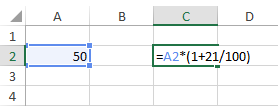 Fórmula en Excel para calcular el IVA